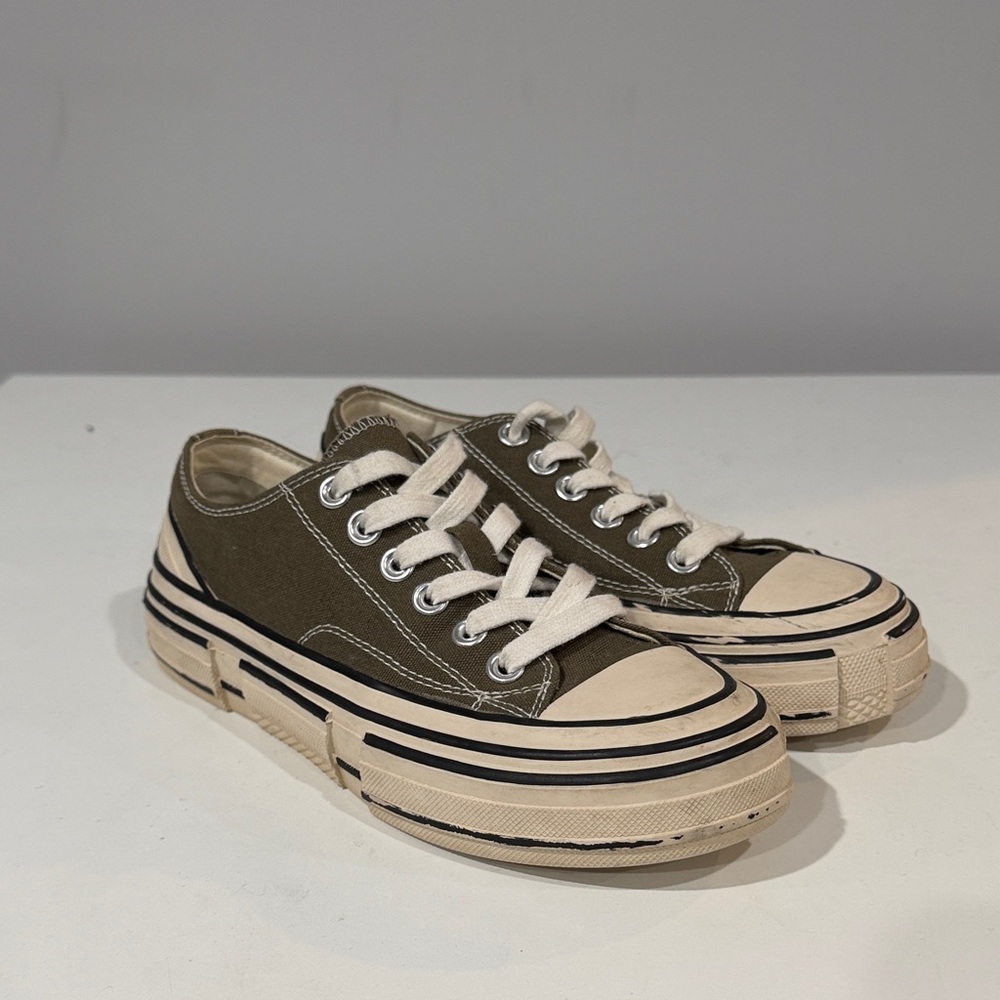 JC Play by Jeffery Campbell Olive and Cream Canvas Sneakers